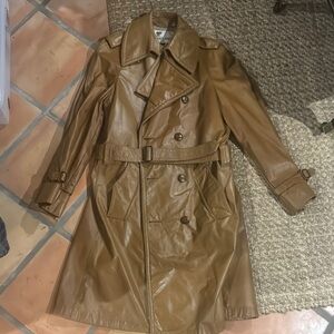 Brown Trench Coat with Water-Resistant Fabric and Belt